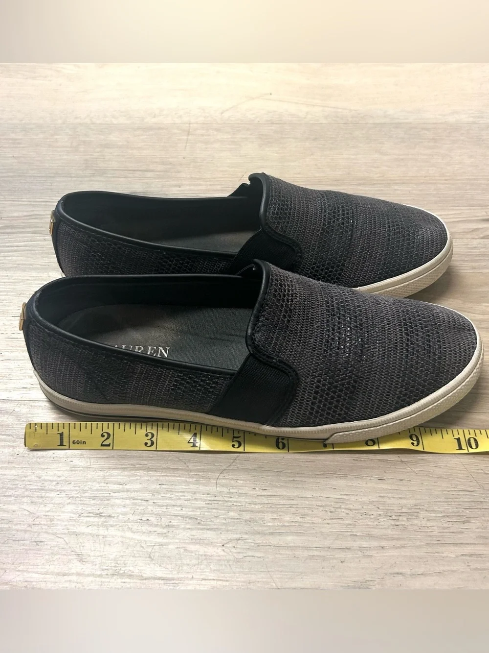 Ralph Lauren Shoes Womens 8.5B Jinny Slip On Flats Sneakers Black Casual Comfort